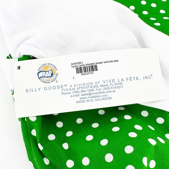 NWT Silly Goose Hand Smocked Jumper Dress Candy Cane - Picture 3 of 7